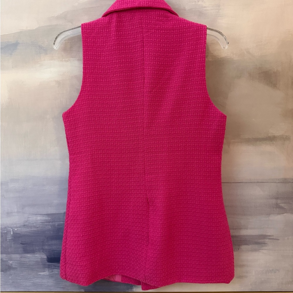Women's Hot Pink Sleeveless Blazer Vest - Picture 7 of 8
